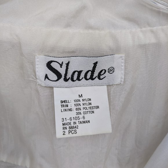 Vintage Slade Track Jacket White/Metallic Silver Floral Sz M - Picture 10 of 12